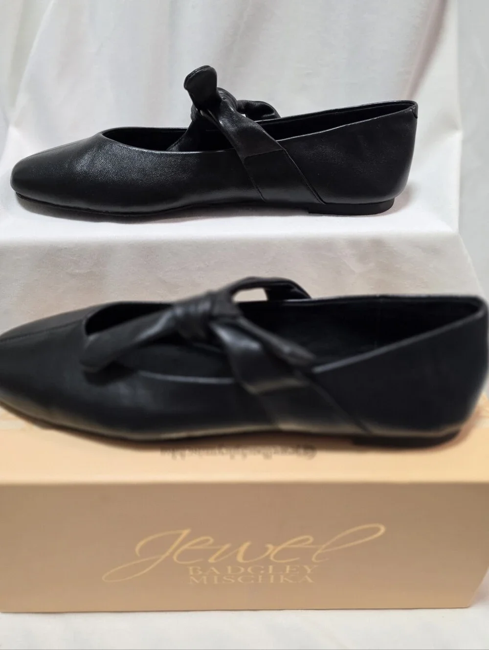 Jewel Badgley Mischka Taylore Black Mary Jane Bow Ballet Flats Women's